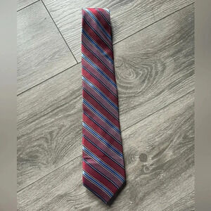 Bruno Piattelli Red Blue Diagonal Stripe 100% Silk Extra Long Men’s Necktie 65”
